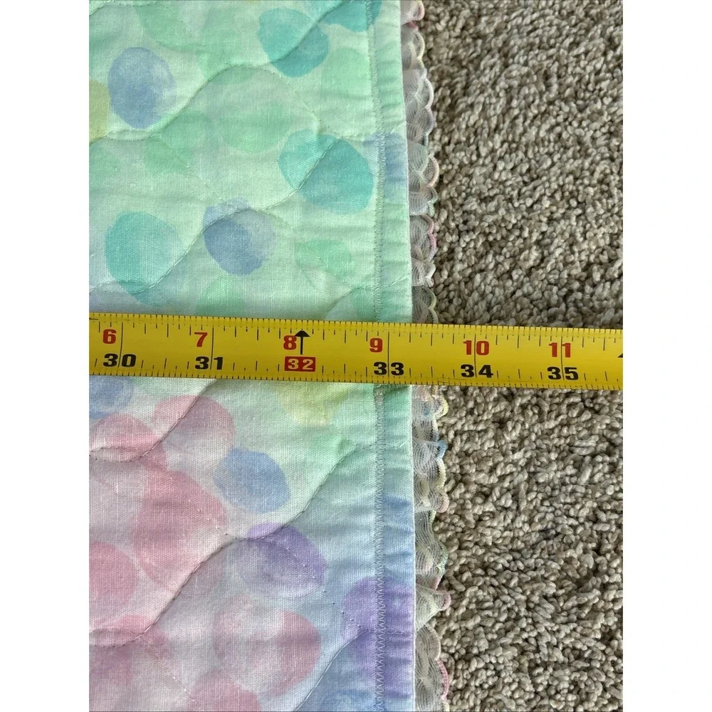 Vtg Handmade Reversible Baby‎ Quilt Blanket Marching Teddy Bear Parade Pastel